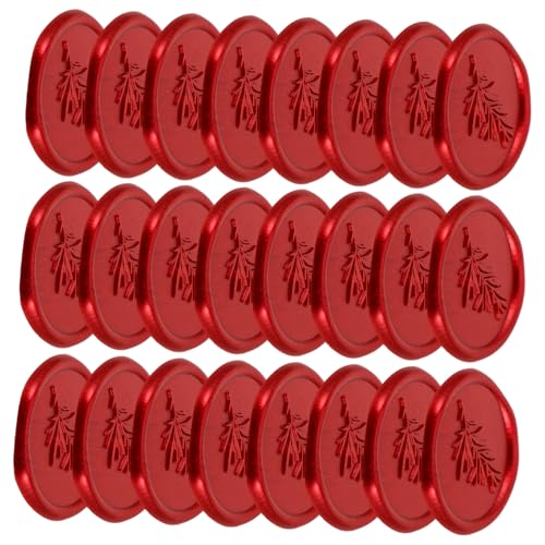 SOPOTUTU 50 Stück Selbstklebende Wachssiegel Sticker Olivenzweig Design Rot Wax Seal Stamp für Hochzeitseinladungen Umschläge Scrapbooking Dekoration von SOPOTUTU