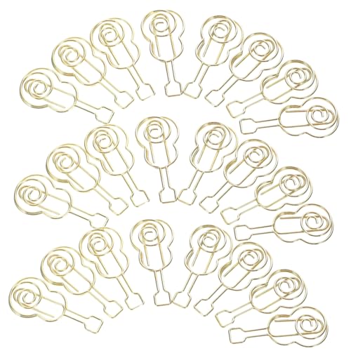 SOPOTUTU 50Stücke Geigenförmige Büroklammern aus Kleine Dekorative Papierclips für Büro Schule und Notizen Goldene Musik Design Klammern Organisieren von SOPOTUTU