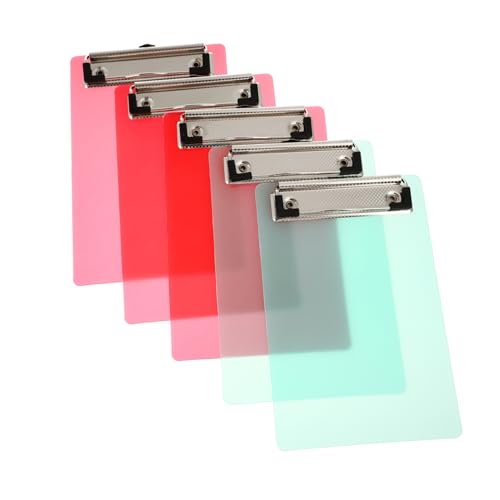 SOPOTUTU 5Packung Pack Mini Klemmbretter Farbige Transparente Zwischenablage für Notizen Quittungen und Listen Robuste und Bruchsichere Ausführung Zufällige von SOPOTUTU