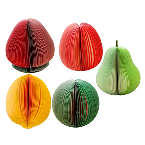 SOPOTUTU 5Stücke Teiliges Fruchtförmiger Notizaufkleber Tragbare Memo Pads für Schule Büro und Zuhause Kreative Haftnotizen Herzform Wassermelone Apfel Erdbeere Zitrone Birne von SOPOTUTU