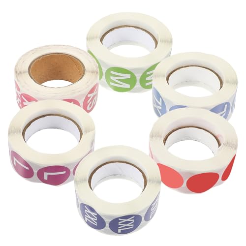 SOPOTUTU 6 Rollen Selbstklebende Rund Größenetiketten für Kleidung Klare Drucke Starke Haftung Geeignet Shirts Pullover Mäntel und Mehr Praktische Größenaufkleber zum Zufällige Farbe SOPOTUTU 6 Rollen Selbstklebende Rund Größenetiketten für Kleidung Klare Drucke Starke Haftung Geeignet Shirts Pullover Mäntel und Mehr Praktische Größenaufkleber zum Zufällige Farbe von SOPOTUTU