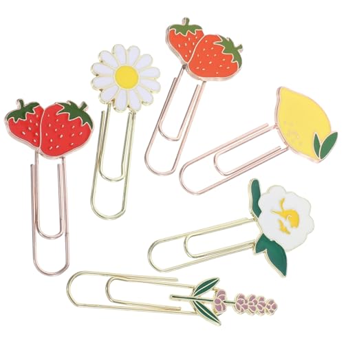 SOPOTUTU 6 Stück Büroklammer Erdbeernadel Süße Papierklammern Süßes Briefpapier Obst-stecknadel Papierklammern Dekorative Papierklammern Einzigartige Papierklammern Haarspangen Metall von SOPOTUTU