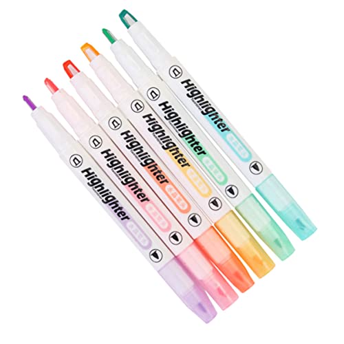 SOPOTUTU 6 Stück Doppelspitzen Textmarker Marker Pens mit Meißel und Feiner Spitze für Schule und Büro Hervorheben von Informationen von SOPOTUTU