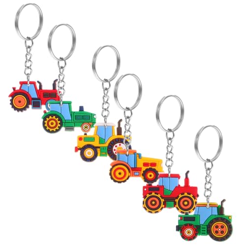 SOPOTUTU 6 Stück Landwirtschaftsauto Schlüsselanhänger Ingenieur Schlüsselanhänger Traktor Schlüsselanhänger Ostereiersuche Ingenieur Fahrzeug Zubehör Bauernhof von SOPOTUTU
