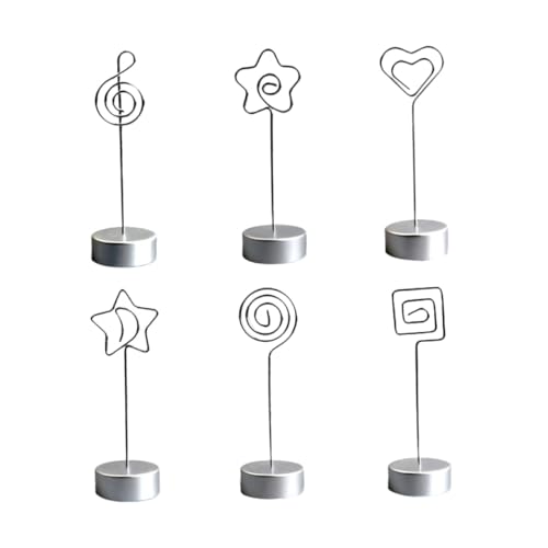 SOPOTUTU 6 Stück Metall Memo Clips mit Zylindrischer Basis Dekorative Tischhalter für Fotos Notizen Tischkarten Stabile Wiederverwendbare Kartenhalter für Hochzeit Geburtstag und Party von SOPOTUTU