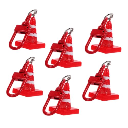 SOPOTUTU 6 Stück Straßenkegel-anhänger Kleine Verkehrskegel Schlüsselkettendekoration Mini -verkehrskegel Kleiner Verkehrskegel Ampel-schlüsselanhänger Leitkegel Ornament Metall von SOPOTUTU