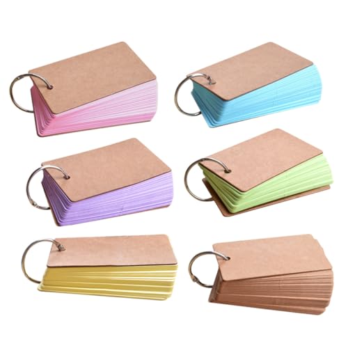 SOPOTUTU 6 Stück Teiliges Bunte Karteikarten mit Binder ring Blanko DIY Lernkarten aus Kraftpapier Kleine Handliche Notizblöcke für Schule Büro und Zuhause Wiederbefüllbar und Tragbar von SOPOTUTU