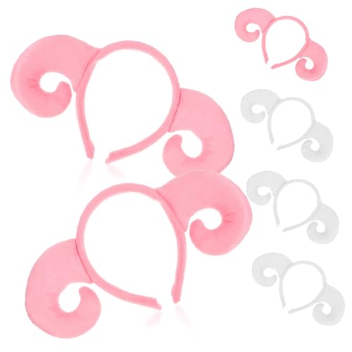 SOPOTUTU 6 Stück Teiliges Plüsch Schaf Hörner Stirnband Weiße Rosa Schafhörner Niedliches Cosplay Haarreif für Halloween Party und Maskerade Tierkopf Accessoire für Kostüm und Fotospaß SOPOTUTU 6 Stück Teiliges Plüsch Schaf Hörner Stirnband Weiße Rosa Schafhörner Niedliches Cosplay Haarreif für Halloween Party und Maskerade Tierkopf Accessoire für Kostüm und Fotospaß von SOPOTUTU