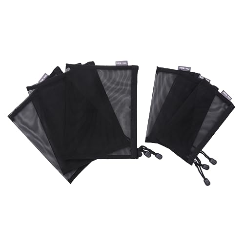SOPOTUTU 6 Stück Teiliges Schwarze Tragbare Büro Schreibwaren Tasche Atmungsaktive Mesh Reißverschluss Datei Tasche Transparent für Bürobedarf und Schule und Formate von SOPOTUTU
