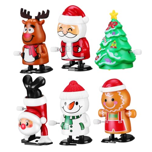 SOPOTUTU 6 Stück Teiliges Wind Up mit Weihnachtsmann Schneemann Rentier Mehr Halloween Weihnachtsdeko Lustige Party Mitgebsel für Einfache Bedienung Buntes Festzubehör von SOPOTUTU