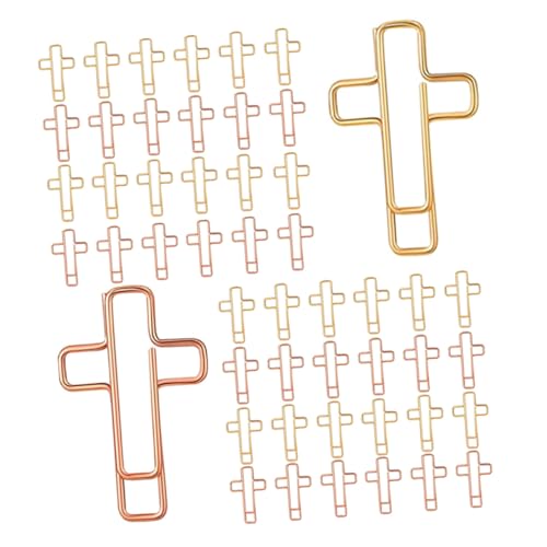 SOPOTUTU 60 Stück Teiliges Kreuz Kleine Büroklammern für Bibelstudium Journal-organisation Notizbücher Lesezeichen Clips für Büro Schule Zuhause in Gold und Roségold von SOPOTUTU