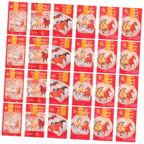 SOPOTUTU 60 Stück Traditionelle Vietnamesische Neujahrs Glückumschläge Jahr Des Pferdes Umschläge mit Gemischten Mustern Design für Lunarfest Geschenkumschläge von SOPOTUTU