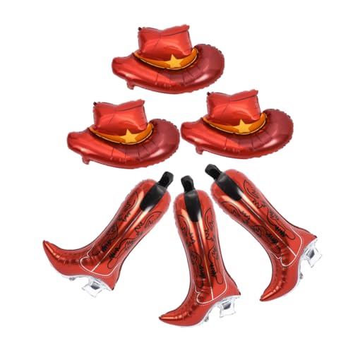 SOPOTUTU 6Stücke Aluminiumfolie mit Cowboyhut Stiefelmotiv für Geburtstagsfeiern Cowgirl Dekorationen Junggesellinnenabschiede und von SOPOTUTU