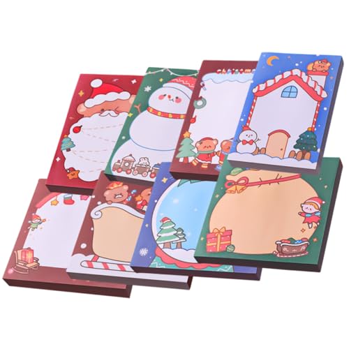 SOPOTUTU 8 Stück Teiliges Niedlicher Weihnachts Memo Pads mit Abziehbaren Haftnotizen Multifunktional für Schule Büro und Zuhause Praktische Notizzettel für Tägliche Erinnerungen und von SOPOTUTU