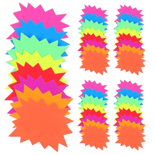 SOPOTUTU 80 Stück Einzelhandelspreisschilder: Papier-sternschilder, Fluoreszierende Preisschilder Für Den Verkauf, Für Garagen- Und Flohmärkte Im Einzelhandel, Plakattafel-dekorationen von SOPOTUTU