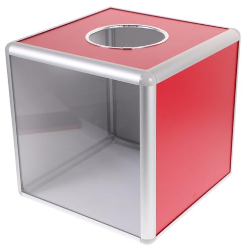 SOPOTUTU Einseitige Transparente Rote Aluminium Losbox Multifunktionale Spenden und Vorschlagsbox Robuste und Abstimmungsurne für Vereine Firmenfeiern Fundraising und Zufällige Farbe von SOPOTUTU