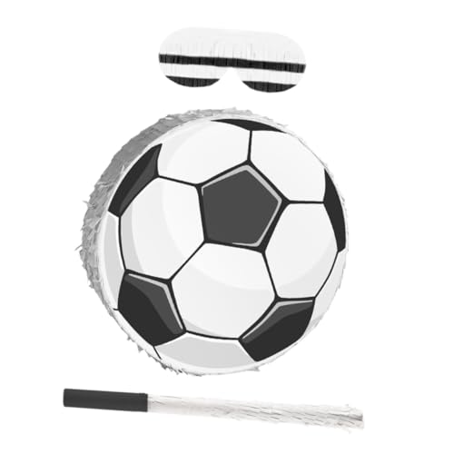 SOPOTUTU Fußball Piñata mit Schläger und Augenbinde Bunte Krepppapier Dekoration für Kindergeburtstag Sport und Fußball Mottoparty Einfach Aufzuhängen Papierkonfetti von SOPOTUTU