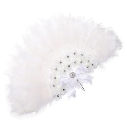 SOPOTUTU Hochzeits Handfächer aus Feder Kreativer Faltfächer Vintage Inspiriert für Braut Schöne Dekoration für Hochzeiten und Partys von SOPOTUTU