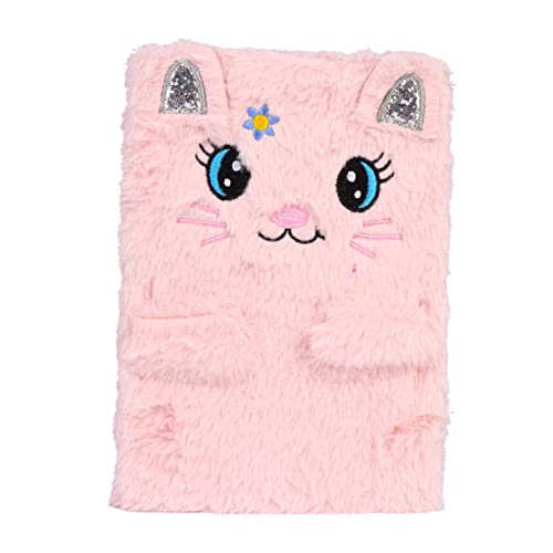 SOPOTUTU Mädchen Notizbuch aus Plüsch Niedliches Katzen Design Rosa Tagebuch für Schüler Kreatives Schreibpad für Tagebuch Reisen Skizzen und Notizen von SOPOTUTU