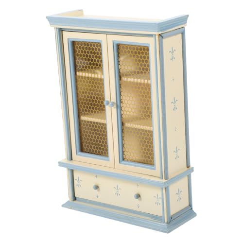SOPOTUTU Mini Puppenhaus Bücherregal aus Holz Maßstab Miniatur Möbelmodell Dekoratives Desktop Ornament für Puppenhaus Zubehör Realistisches Kommoden Möbelstück von SOPOTUTU