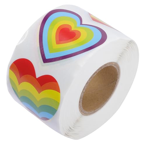 SOPOTUTU Regenbogen Herz Aufkleber Selbstklebende Pride Sticker für Umschläge Geschenkverpackung Hochzeit Valentinstag DIY Dekoration von SOPOTUTU