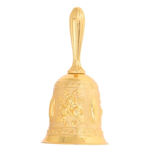 SOPOTUTU Retro Metall Handglocke Leichte Tischklingel mit Feiner Verarbeitung für Restaurant Empfang und Bar Praktische Handglocke für Benachrichtigungen und Serviceeinsatz von SOPOTUTU