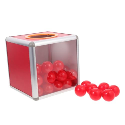 SOPOTUTU Rote Multifunktionale Lotteriebox mit Bällen Robuste Spenden und Tippbox für Fundraising Jahresfeiern und Partys Einfache Bedienung und Langlebiges Material von SOPOTUTU