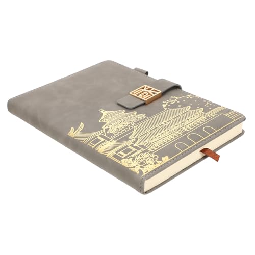 SOPOTUTU Style Retro Notizbuch mit Verschluss Dickes Liniertes Tagesplaner notizheft für Bürobedarf Terminplanung Tägliche Aufgaben und Notizen Elegantes Rauchgrau von SOPOTUTU