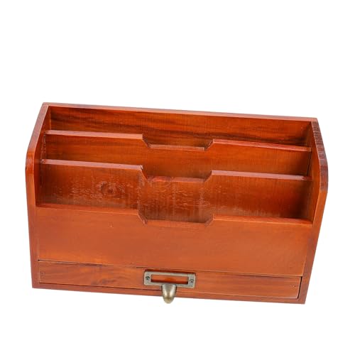 SOPOTUTU Vintage Holz Schubladenbox Aufbewahrungsbox Desktop Organizer Büro Schreibtischkästchen für Sundries und Dokumente Robust und Stilvoll von SOPOTUTU