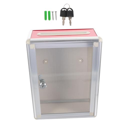 SOPOTUTU Vorschlagsbox Mittlere Transparent Rot UV Beständig Langlebig für Büro Postcontainer Kummerkasten zur Sicheren Aufbewahrung von Beschwerden und Briefen von SOPOTUTU