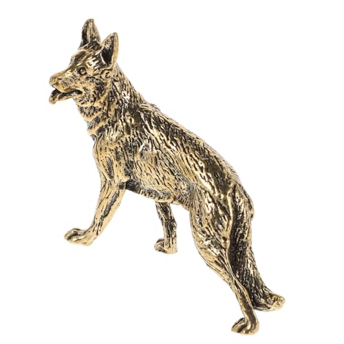 SOPOTUTU Wolf-hund-ornamente Hunde-gedenkschmuck Hundestatuen Hündchen Figur Hunde-desktop-ornamente Miniaturhundfiguren Messing von SOPOTUTU