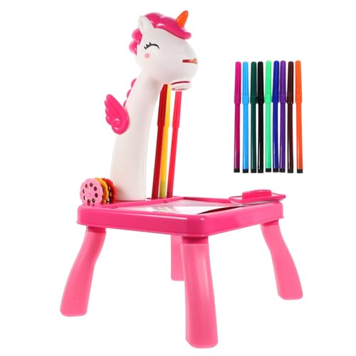 SOPOTUTU Zeichentisch mit Einhorn projektor Multifunktionaler Tracing tisch Kreatives Lernspielzeug für Kleinkinder Abwischbar Fördert Hand auge koordination und Fantasie Rosa von SOPOTUTU