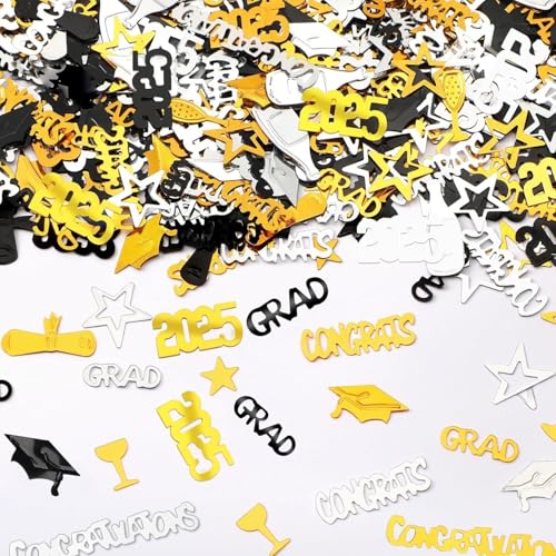 30 g Abschlusskonfetti für Abschlussfeier, Party-Dekorationen, Gold, Schwarz, Silber, Congrats Grad Konfetti 2025 für Klasse 2025, Partyzubehör 30 g Abschlusskonfetti für Abschlussfeier, Party-Dekorationen, Gold, Schwarz, Silber, Congrats Grad Konfetti 2025 für Klasse 2025, Partyzubehör von SOPSTUO
