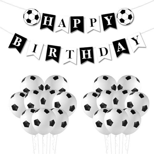Fußball Geburtstag Dekorationen - Schwarz Weiß Fußball Party Dekorationen, Fußball Geburtstag Banner mit Fußball Ballons für Fußball Themed Birthday Party Supplies Fußball Geburtstag Dekorationen - Schwarz Weiß Fußball Party Dekorationen, Fußball Geburtstag Banner mit Fußball Ballons für Fußball Themed Birthday Party Supplies von SOPSTUO