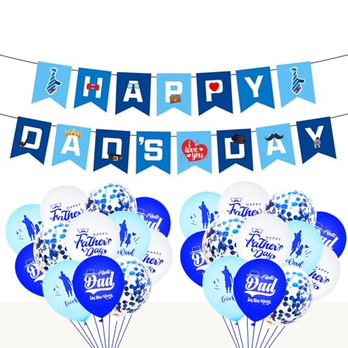 Happy Fathers Day Dekorationen – Happy Fathers Day Banner mit 12 Latex-Luftballons, Vatertagsparty-Dekorationen Happy Fathers Day Dekorationen – Happy Fathers Day Banner mit 12 Latex-Luftballons, Vatertagsparty-Dekorationen von SOPSTUO