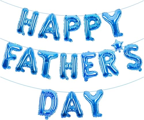Happy Fathers Day Folienballons, Vatertagsdekorationen, 40,6 cm Gold Dad Ballons Banner Hintergrund für Vatertag Schild Dekor Fotos Requisite (Blau) von SOPSTUO