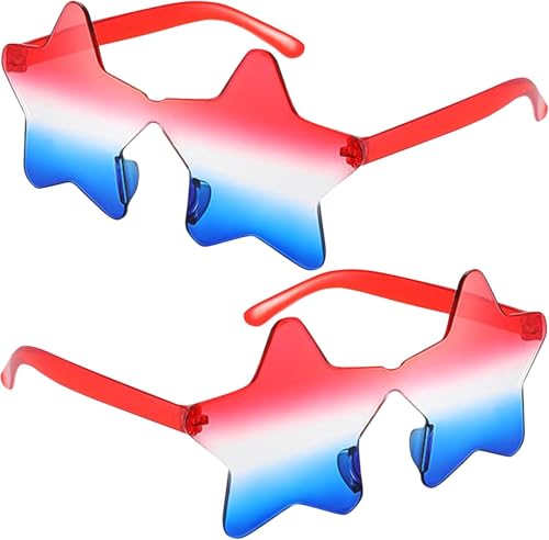 SOPSTUO 2 Paar Partybrillen zum 4. Juli, rot-weiße und blaue sternförmige Sonnenbrille für amerikanische Party-Dekorationen, Unabhängigkeitstag, patriotischer Jahrestag SOPSTUO 2 Paar Partybrillen zum 4. Juli, rot-weiße und blaue sternförmige Sonnenbrille für amerikanische Party-Dekorationen, Unabhängigkeitstag, patriotischer Jahrestag von SOPSTUO