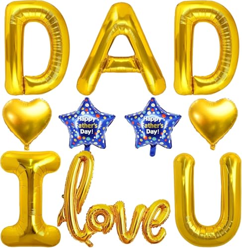 Vatertags-Ballon-Set – Vatertagsdekorationen umfassen Gold I Love U Dad, Gold Love, blaue Stern-Folienballons für Vatertag Hintergrund Dekor Vatertags-Ballon-Set – Vatertagsdekorationen umfassen Gold I Love U Dad, Gold Love, blaue Stern-Folienballons für Vatertag Hintergrund Dekor von SOPSTUO