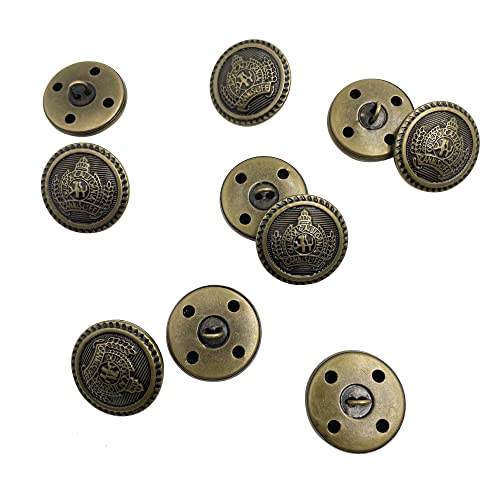 10 Stück Metallknöpfe, 25 mm großer Knopf, Ersatz für Mäntel, Blazer, Anzüge Sortumola, Uniform, Jackenkrone, 2,5 cm (Bronze) ET813 von SORTUMOLA
