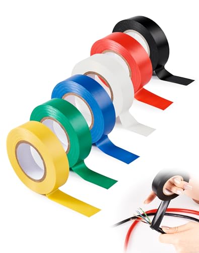 Elektrisches Klebeband, 6 Stück, 18 mm x 20 m, elektrisches Isolierband, PVC, wasserdicht, zur Isolierung von elektrischen Kabeln bis 600 V von SOSALUK