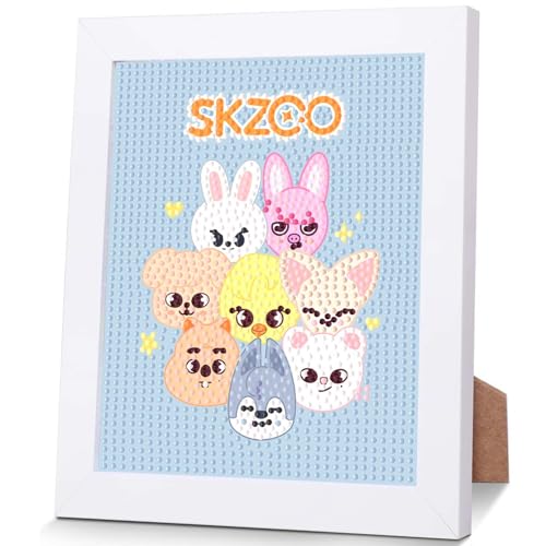 Stray Diamond Painting, 5D Skzoo Diamant Painting Bilder mit Rahmen, SKZ Kreative DIY Bastelset, Kpop Fanartikel Geschenk für Stay, 17x 22cm von SOSAYI