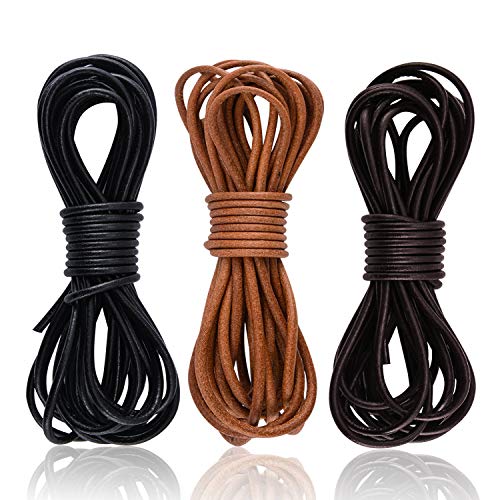 3 Rollen 5M x 3mm Lederband Lederschnur aus echt Leder, Lederriemen rund Ø 3mm für DIY Handwerk Schlüsselband Armband Schmuck - Schwarz, Braun, Natur Echtlederband von SOSMAR 3 Rollen 5M x 3mm Lederband Lederschnur aus echt Leder, Lederriemen rund Ø 3mm für DIY Handwerk Schlüsselband Armband Schmuck - Schwarz, Braun, Natur Echtlederband von SOSMAR von SOSMAR