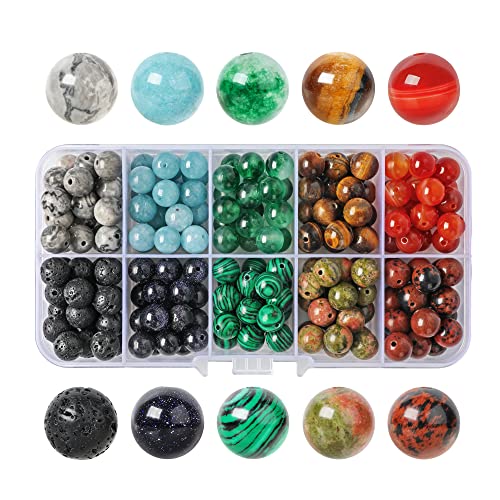 SOSMAR 200 Stück Natürliche Edelsteine ⌀ 8mm rund Perlen für Armbänder Halsketten Schmuck Basteln Auffädeln, 10 Sortierte Steinperlen Edelsteinperlen SOSMAR 200 Stück Natürliche Edelsteine ⌀ 8mm rund Perlen für Armbänder Halsketten Schmuck Basteln Auffädeln, 10 Sortierte Steinperlen Edelsteinperlen von SOSMAR