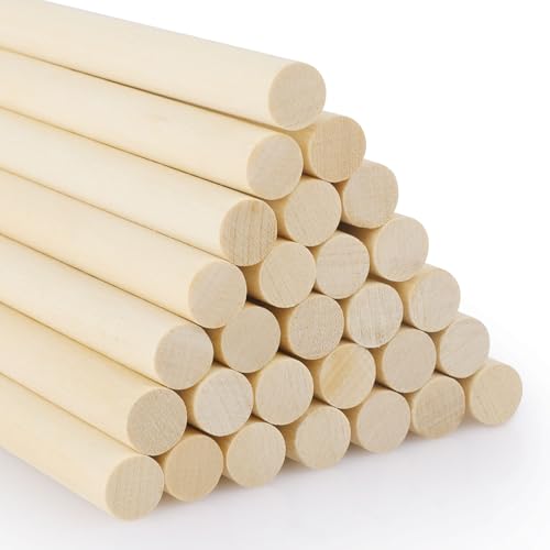 SOSMAR 30 Stück Holzstäbchen zum Basteln, Rundholz Ø 9,5mm x 30cm Lang Holzstab Birkenholz Massivholz Bastelholz Natürliche Holzstäbe für Modellbau DIY Handwerk und Deko von SOSMAR