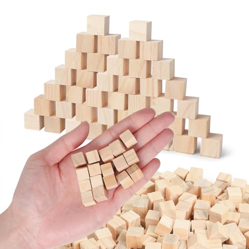 SOSMAR 300 Stück 10x10x10mm Blanko Würfel Bastel Holz Holzwürfel 1cm Holzklötzchen zum Basteln, Natürliche Holzblöcke Holzrohlinge zum Bemalen, Holz Deko, Puzzles, Zahlen, DIY Handwerk etc. von SOSMAR