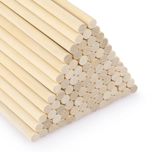 SOSMAR 90 Stück Holzstäbchen zum Basteln, Rundholz Ø 5mm x 30cm Lang Holzstab Birkenholz Massivholz Bastelholz Natürliche Holzstäbe für Modellbau DIY Handwerk und Deko von SOSMAR