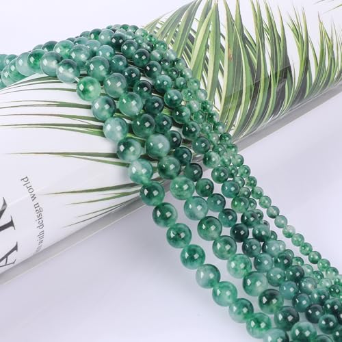 SOSMAR ca. 180 Stück Grüner Chalcedon Perlen Edelsteine Halbedelsteine Rund Ø 4mm Steinperlen Lose Perlen für Armbänder Halsketten Schmuck Basteln Auffädeln von SOSMAR