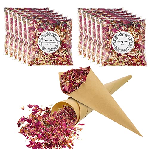 SOSPIRO 32 Konfetti Kegel aus Kraftpapier, 12 Packungen Natürliches Hochzeitskonfetti, Biologisch Abbaubar, Getrocknete Blütenblätter aus Rosenblättern, Konfetti für Hochzeitsfeiern SOSPIRO 32 Konfetti Kegel aus Kraftpapier, 12 Packungen Natürliches Hochzeitskonfetti, Biologisch Abbaubar, Getrocknete Blütenblätter aus Rosenblättern, Konfetti für Hochzeitsfeiern von SOSPIRO