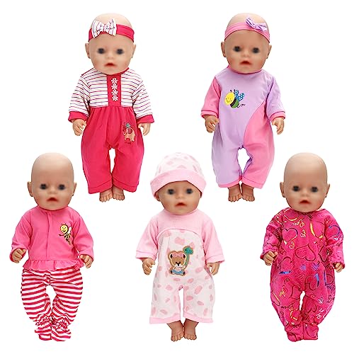 SOTOGO 5 Stück Jumpsuits für 35,6-40,6 cm große Puppen, 43 cm neugeborene Puppen, 38,1 cm Babypuppen und Kleidung und Zubehör für 45,7 cm große amerikanische Puppen SOTOGO 5 Stück Jumpsuits für 35,6-40,6 cm große Puppen, 43 cm neugeborene Puppen, 38,1 cm Babypuppen und Kleidung und Zubehör für 45,7 cm große amerikanische Puppen von SOTOGO