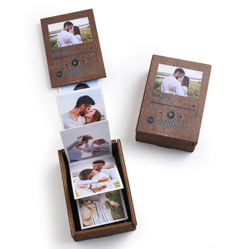Personalisiertes Holz Fotobuch mit Ziehharmonika Foto für Paare, Ausziehbares Fotoalbum, Personalisiertes Geschenk zum Geburtstag, Hochzeits oder Jubiläums Erinnerungsbox, Fotobox Geschenk von SOUFEEL